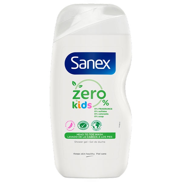 Gel de ducha Sanex Zero% Kids de pies a cabeza