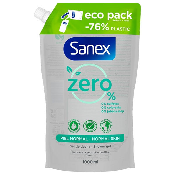 Sanex Zero% Piel Normal Recambio Gel de ducha 